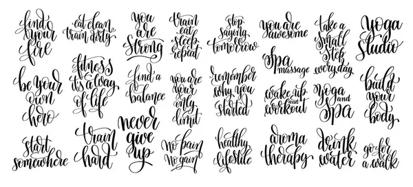 Conjunto de 25 mão lettering inscrições sobre a aptidão para motivatio — Vetor de Stock