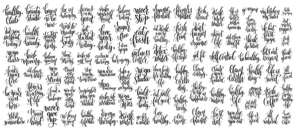 Conjunto de 100 mão lettering inscrições sobre a vida saudável e fi — Vetor de Stock