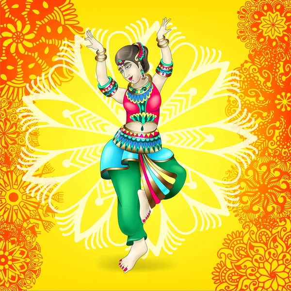 Belle fille indienne danse — Image vectorielle