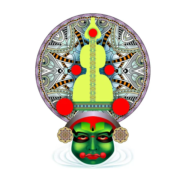 Indische Kathakali Tänzerin Gesicht — Stockvektor