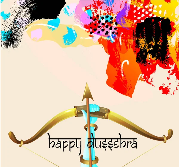 Tarjeta de felicitación dussehra feliz con arco krishna — Vector de stock