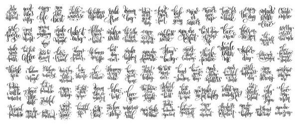 Mega conjunto de 100 inscripciones de letras a mano, motivación e inspección — Archivo Imágenes Vectoriales