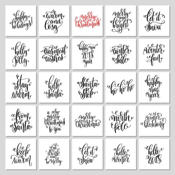 25 hand lettering poster set to christmas holiday design — Stock Vector