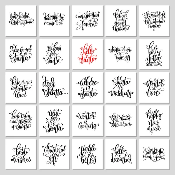25 hand lettering poster set to christmas holiday design — Stock Vector