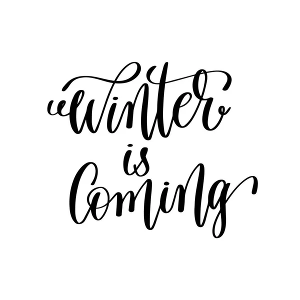 Winter komt hand belettering inscriptie wintervakantie — Stockvector