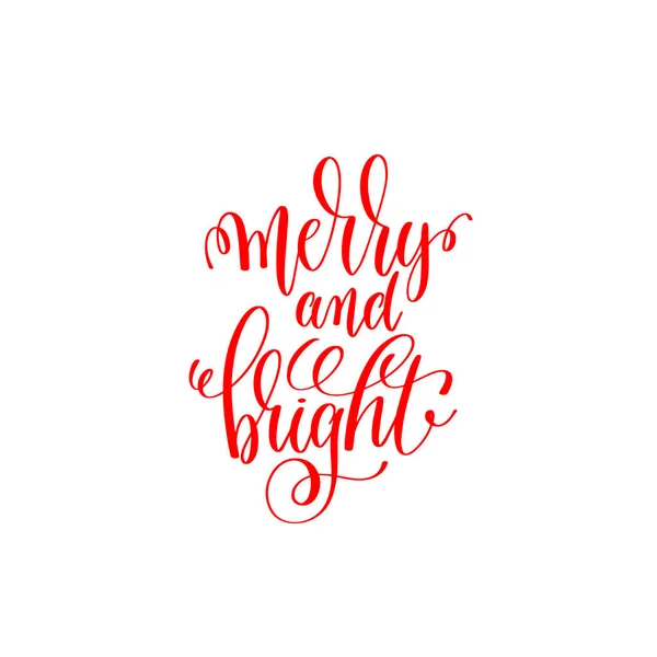 Vrolijk en heldere rode hand belettering inscriptie met kerst en — Stockvector