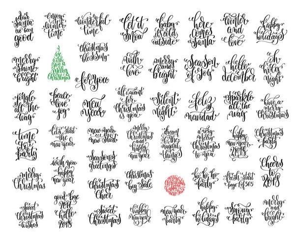 Ensemble de 50 noël encre noire et bonne année célébration — Image vectorielle