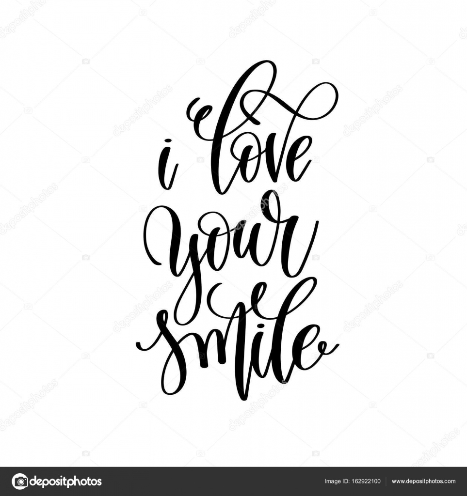 I love your smile hand lettering romantic quote Stock Vector Image by