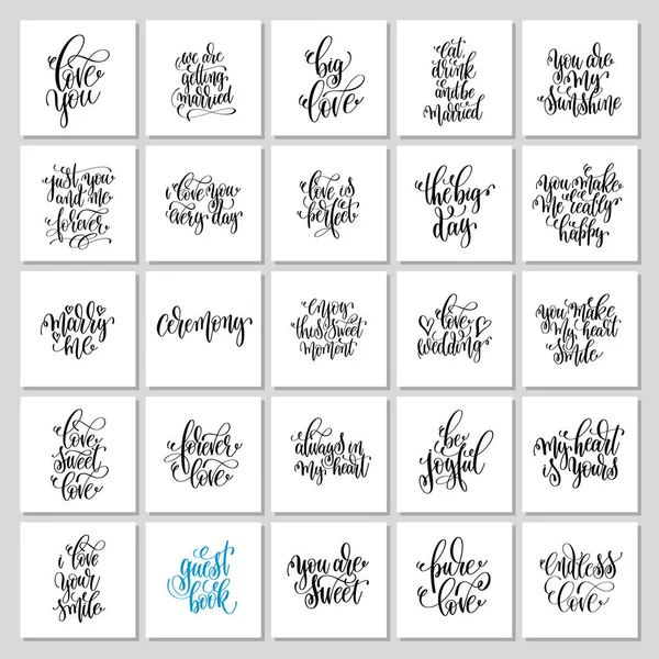 Set of 25 hand lettering wedding invitation and romantic valenti — Stock Vector