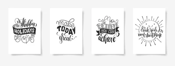 Set of four hand lettering posters positive quote — Stock Vector