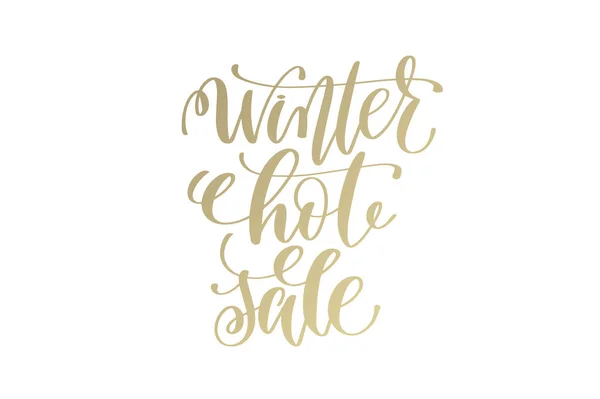 Inverno vendita calda oro mano lettering vacanze invernali — Vettoriale Stock