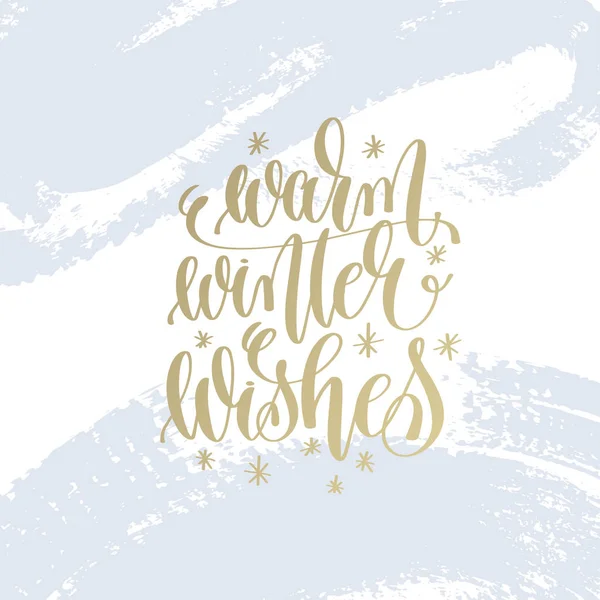 Varm vinter önskar hand lettering holiday affisch — Stock vektor