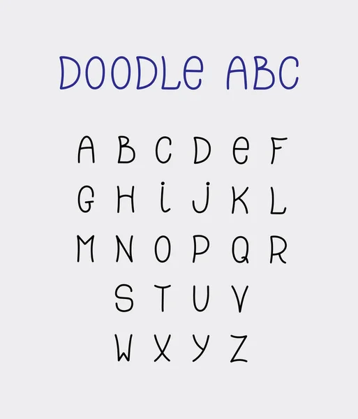 Doodle ABC lettering hand-drawn fonts isolated on grey backgroun — Stock Vector