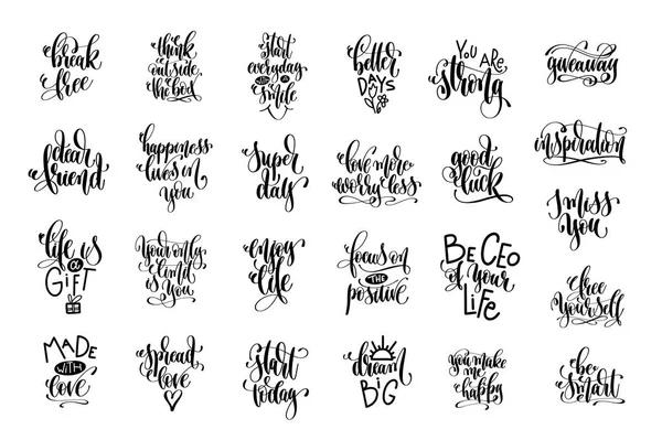 Set of 25 hand lettering inscription motivation and inspiration — Stock Vector