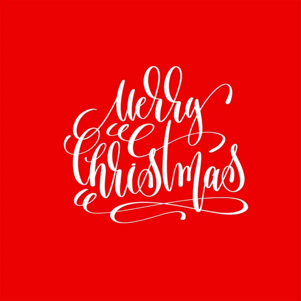 Merry christmas hand bokstäver inskriften på röd bakgrund — Stock vektor