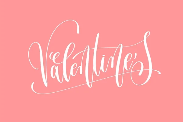 Valentines - hand lettering text on pink background to february — Stock Vector