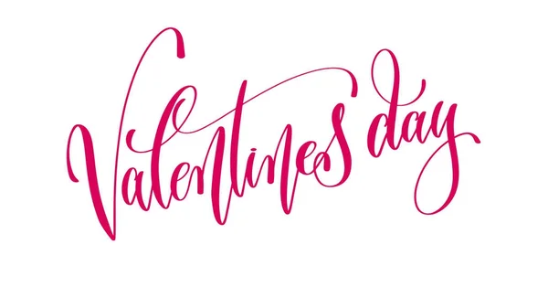 Día de San Valentín - texto de inscripción de letras a mano al 14 de febrero — Vector de stock
