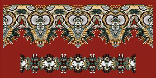 Орнаментальный рисунок полосы, цветочный дизайн из пейсли в ткань — стоковый вектор