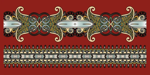 Орнаментальный рисунок полосы, цветочный дизайн из пейсли в ткань — стоковый вектор