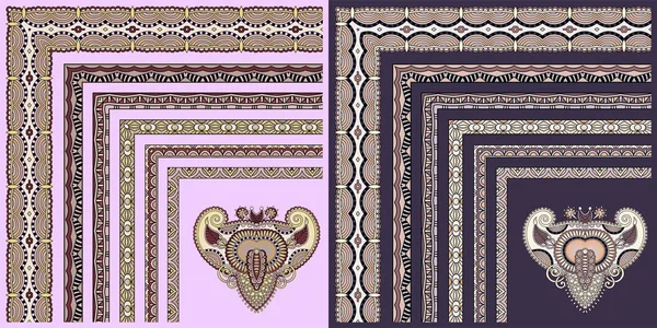 Set of floral corner pattern to decorative frame design — Stock Vector