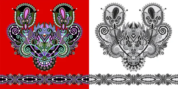 Colier broderie imprimare pentru design de moda — Vector de stoc