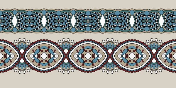 Motif à rayures décoratives, motif floral paisley — Image vectorielle