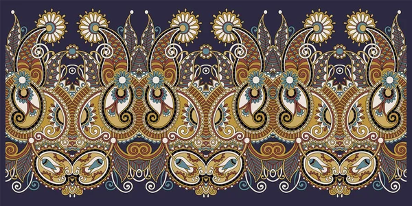 Декоративная цветочная полоса рисунок, этнические paisley дизайн — стоковый вектор