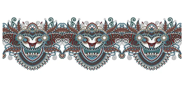 Patrón decorativo de rayas florales, diseño paisley étnico — Vector de stock