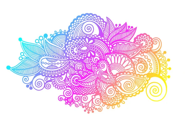 Dibujo a mano paisley diseño de la flor del arco iris — Archivo Imágenes Vectoriales