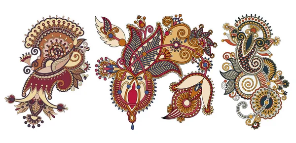 Patrón de flores paisley en estilo étnico, indio decorativo floral — Archivo Imágenes Vectoriales