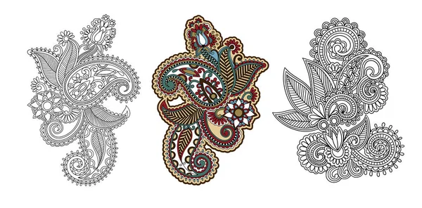 Paisley kwiatki w stylu etnicznym, indian ozdobny kwiatowy — Wektor stockowy