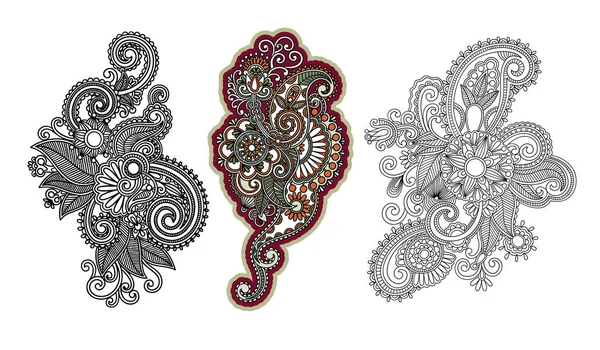 Paisley flower pattern in ethnic style, indian decorative floral — Stock Vector