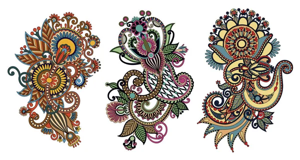 Patrón de flores paisley en estilo étnico, indio decorativo floral — Archivo Imágenes Vectoriales