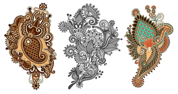 Motif de fleurs paisley dans un style ethnique, floral décoratif indien — Image vectorielle