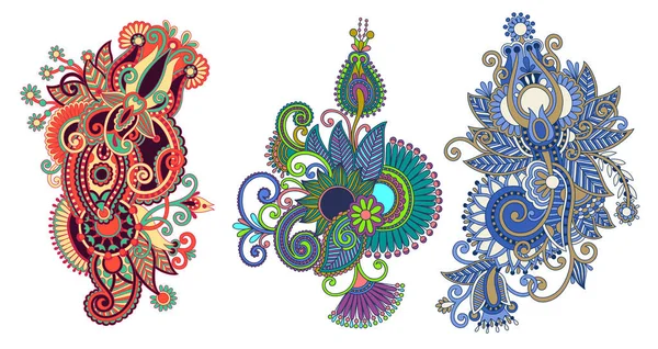 Patrón de flores paisley en estilo étnico, indio decorativo floral — Archivo Imágenes Vectoriales