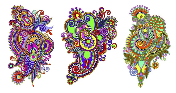 Patrón de flores paisley en estilo étnico, indio decorativo floral — Vector de stock