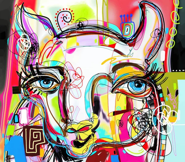 Pintura de arte digital abstrata única de retrato llama —  Vetores de Stock