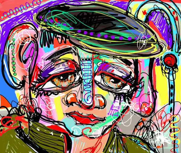 Pintura digital abstrata original do rosto humano —  Vetores de Stock