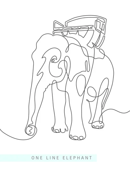 インド象の連続的に 1 ライン描画 — ストックベクタ