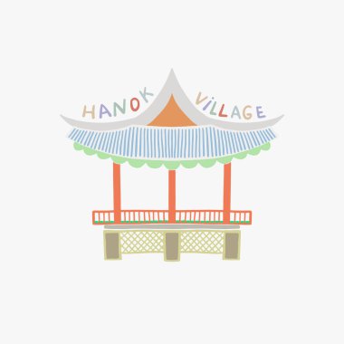 vector illustration of Namsangol Hanok Village in Seoul Korea clipart