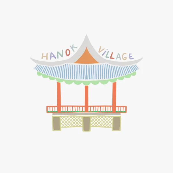 Vectorillustratie van Namsangol Hanok Village in Seoel Korea — Stockvector