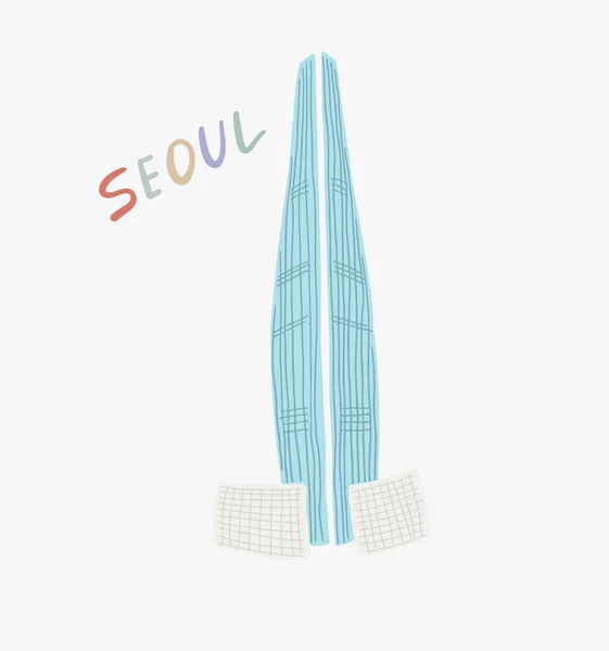 Illustratie van Lotte World Tower - beroemd hedendaags gebouw in Seoul — Stockvector