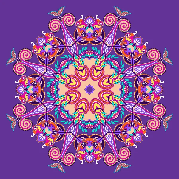 Mandala indien motif floral, modèle de yoga rond paisley médaillon — Image vectorielle
