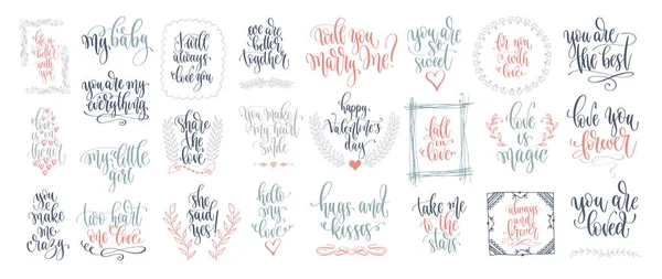 Satz von 25 Hand-Schriftzug Inschrift für Hochzeitsgesellschaft oder Valentinstag Design — Stockvektor