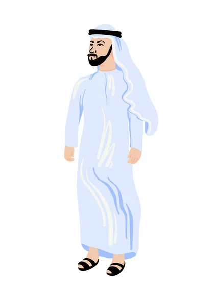Uomo arabo che indossa abiti tradizionali musulmani — Vettoriale Stock