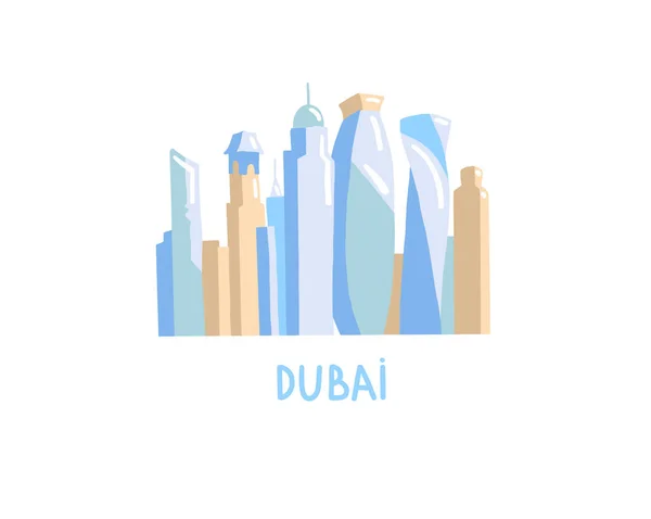 Kézi rajz ikon felhőkarcolók dubai, Egyesült Arab Emírségek, Közel-Kelet — Stock Vector