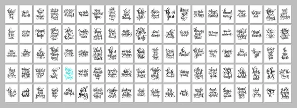 Conjunto de 100 citas positivas carteles, letras de la mano por separado frases, motivación e inspiración — Archivo Imágenes Vectoriales