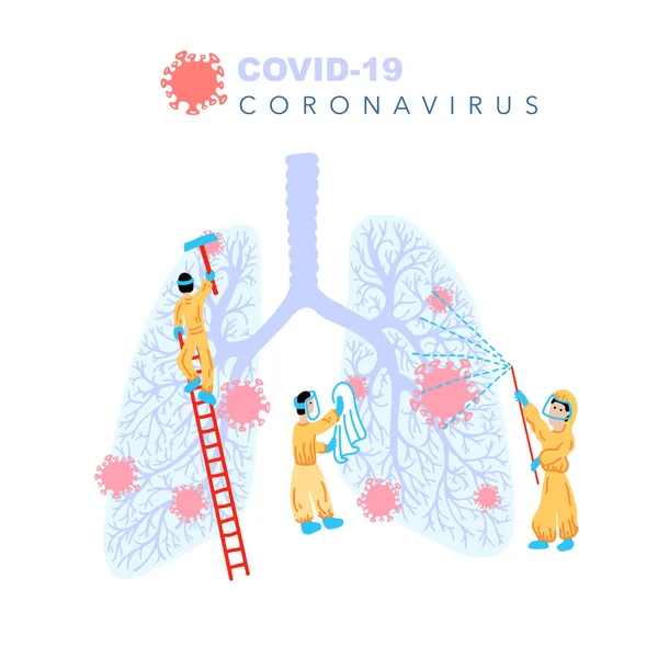 Στεφανιαίος ιός κατεστραμμένοι ανθρώπινοι πνεύμονες, πανδημία covid-19, διάνυσμα — Διανυσματικό Αρχείο