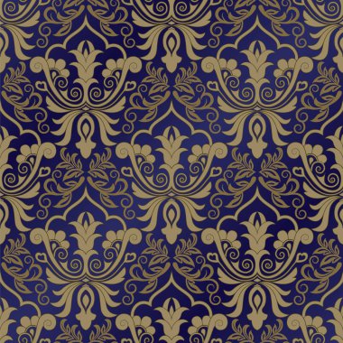 Damask çiçeksiz arkaplan deseni. Vektör illüstrasyonu.