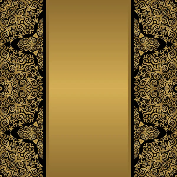 ダマスク織のシームレスな背景を持つエレガント ヴィンテージ カード — ストックベクタ